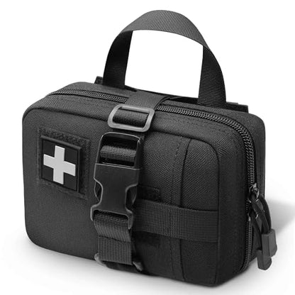 Tactical Ifak Trauma Kit - Emergency First Aid Bleeding Control Kit, Snake Bite & Bee Sting Supplies, Venom Extractor Pump - color: Black