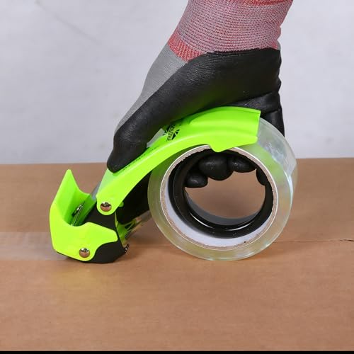 【Upgraded】 PROSUN Blade Safety Cover 2 Inch Professional Packing Tape Dispenser Packaging Metal Handheld Tape Gun Sealing Cutter with Extra Blade Green