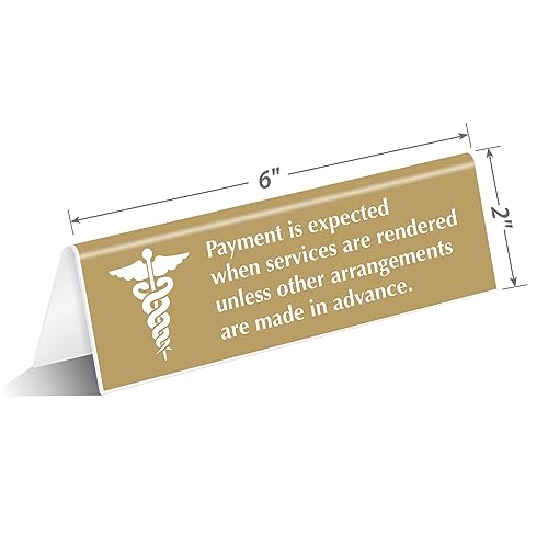 SmartSign 'Payment Expected When Services Rendered Unless Other Arrangements' Counter Sign, 2" x 6" Acrylic Tabletop Sign for Hospitals/Offices/Pharmacies, Engraved Double-Sided, USA-Made - color: Payment Expected When Services Rendered Sign