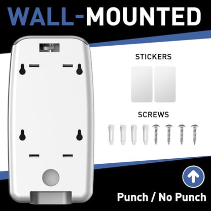 Commercial Soap Dispenser Wall Mount Manual Pump Hand Soap Dispenser 800ml Gel Liquid Hand Sanitizer Dispenser Self Adhesive for Home Bathroom (Silver) - color: Silver