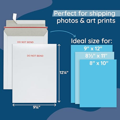 Blue Summit Supplies 50 9" x 12" Rigid Mailers, Self Seal, Do Not Bend - size: 9.75 X 12