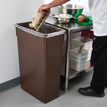 Winco Slender Trash Can, 23-Gallon, Brown - color: Brown
