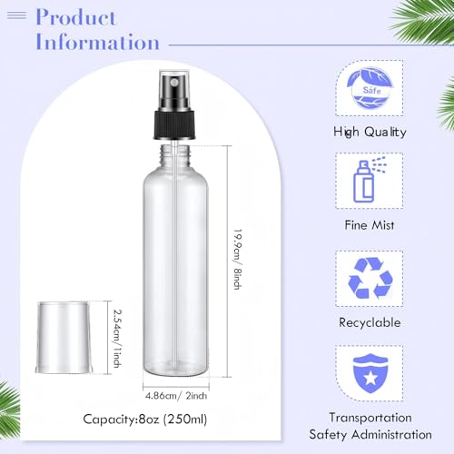 Eccliy 32 Pcs 8 oz Spray Bottles Fine Mist, Black, Clear - color: Black, style: Clear