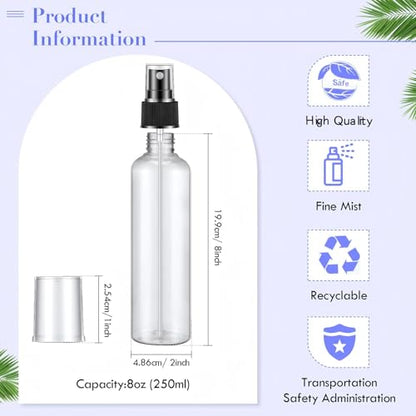 Eccliy 32 Pcs 8 oz Spray Bottles Fine Mist, Black, Clear - color: Black, style: Clear