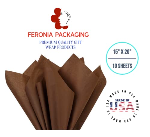 Chocolate Tissue Paper Squares, Bulk 10 Sheets, Premium Gift Wrap and Art Supplies for Birthdays, Holidays, or Presents by Feronia packaging, Large 15 Inch x 20 Inch Made in USA - color: Chocolate