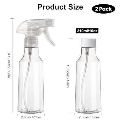 2 Pack 360° Reverse Plastic Spray Bottles 10oz Empty Spray Bottle - color: A-Clear