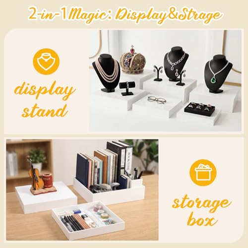 Geelin 6 Pcs Acrylic Risers Cube Stands, White, 10 to 15 Inch, Square - color: White, size: 10 to 15 Inch, style: Square