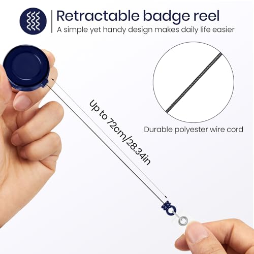 Zonon 100 Pcs Retractable Badge Reel ID Holder with Clip,Dark Blue - color: Dark Blue