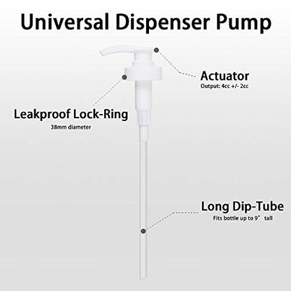 Gallon Pump Dispenser, Fits Most 1 Gallon Jugs and Containers 38/400 Pump Lid Top Replacement for Sanitizer, Lotion, Shampoo, Conditioner (6 Pack) - color: 6 Pack