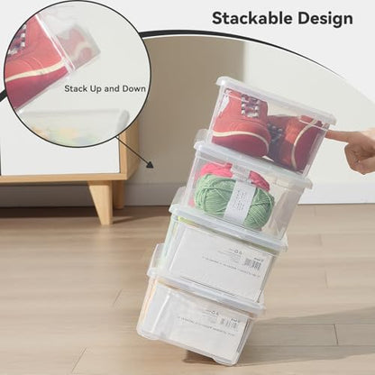 novelinks 8 Pack 6 Quart Clear Plastic Shoe Storage Bins with Lids (Clear) - size: Clear 8Pack
