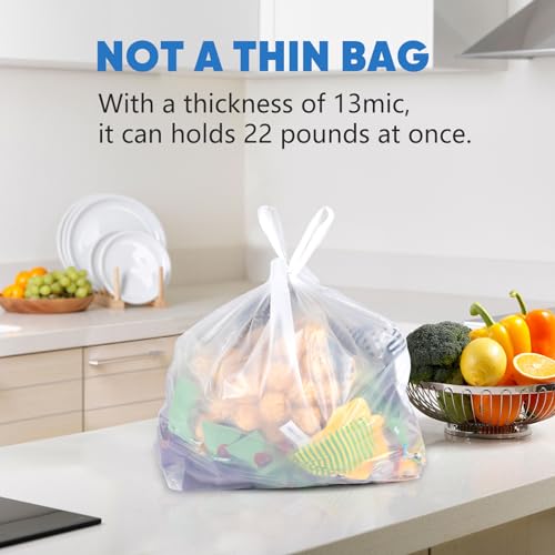 LimonLaviu Plastic Bags - 100 Pack (11.5'x 6.5" x 21') with Handles for Small Business, Restaurants, Grocery & Trash - size: 100