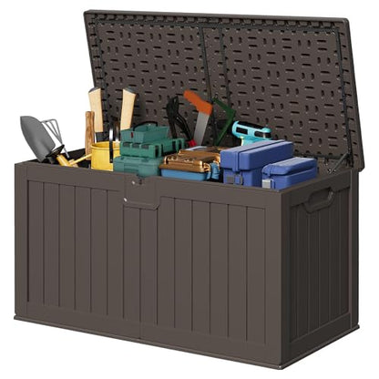 Devoko HDPE 240 Gallon Deck Box Double-Wall with Divider - color: Brown, size: 240 Gallon 1 Pack
