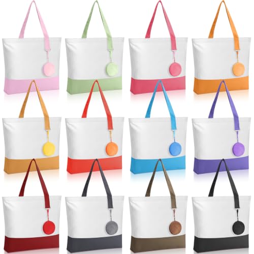 Sanwuta Canvas Tote Bags with Zipper Plush Purse Craft - color: Multicolor