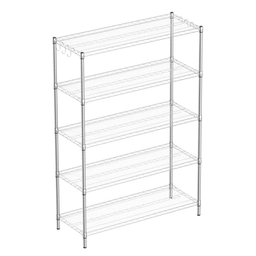 Guan River 5-Shelf Heavy Duty Wire Shelving,Chrome,48" L x 18" W x 72" H - color: Chrome, size: 48"L x 18"W x 72"H