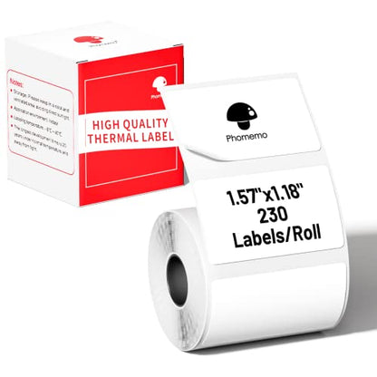 Phomemo Thermal Labels, 1.57"x 1.18", for M110/M100/M220/M108/M250, 230 PCS - color: White, size: 1.57"x1.18"