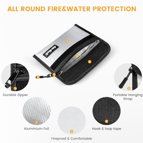 Fireproof Wallet, 5 x 8 inches, Waterproof Cash Bag with Zipper, Small Fireproof Cash Bag for Valuables - color: Silver, size: 4 Pack