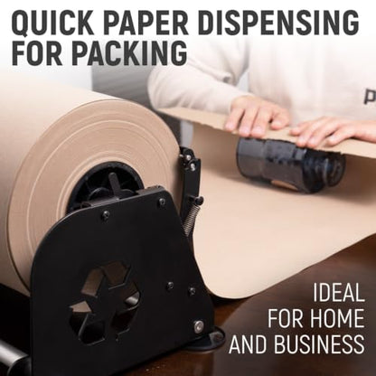 24" Paper Dispenser with Cutter + 30 lb Natural Brown Kraft Paper Roll - color: 1 Roll + Dispenser, size: 24" x 1200' 30 Lb