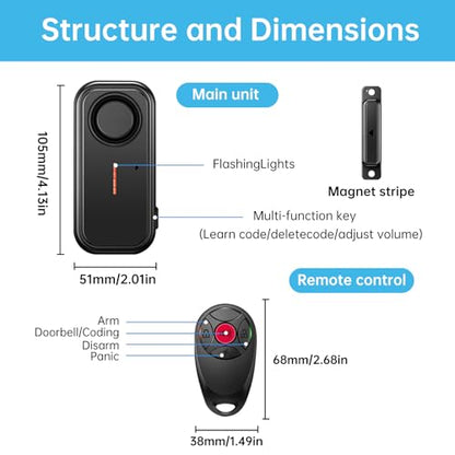 Hendun Upgraded Window Door Alarm With Remote, Pool Alarm For Kids Safety
