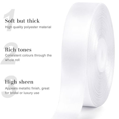 White Satin Ribbon, 1 Inch, 50 Yards - color: white