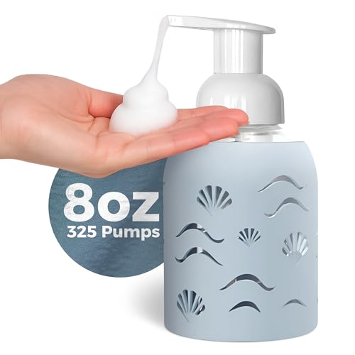 Foaming Glass Hand Soap Dispenser Pump Misty Blue 8oz - color: Misty Blue