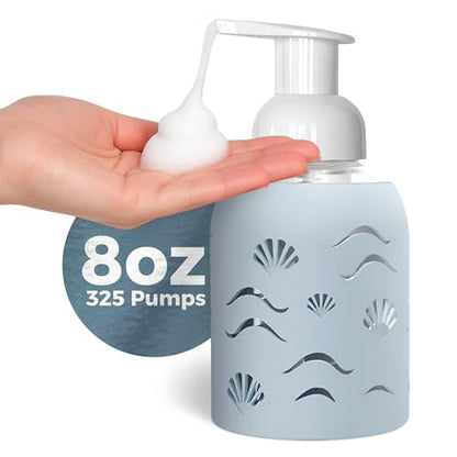 Foaming Glass Hand Soap Dispenser Pump Misty Blue 8oz - color: Misty Blue