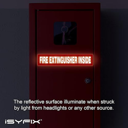 iSYFIX Fire Extinguisher Inside Sign, 9x1.7 Inch, Red Reflective, 10 Pack - color: Red Reflective, size: 9x1.7 (10 Pack)