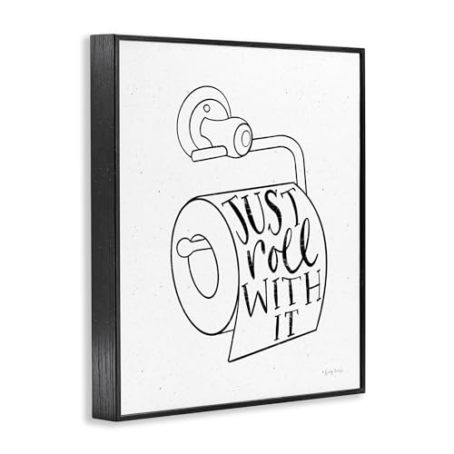 Stupell Industries 'Just Roll with It Toilet Paper', Framed Giclee Art, Black, 11 x 14 Inches, Easy to Hang and Sturdy, Made in USA, by Becky Thorns - color: Just Roll With It, size: 14"L x 11"W