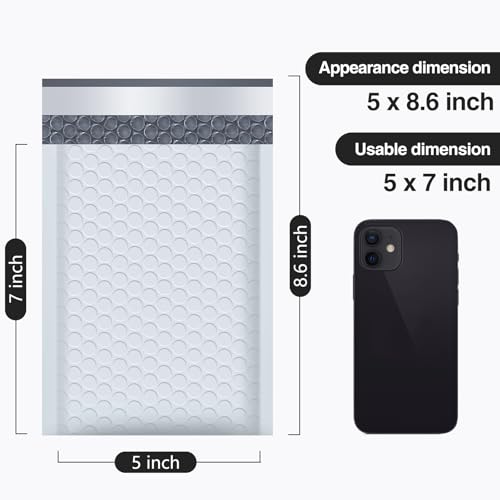 UCGOU Bubble Mailers 5x8.6" Usable Size 5x7" Padded Envelopes White 50 Pack - color: White, size: 5x8.6" 50PC