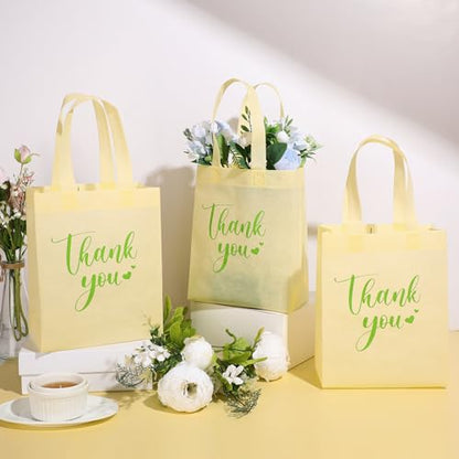 Sweetude 30 Thank You Non Woven Gift Bag, 10 x 8 x 4 Inch, Beige - color: Beige, size: 10 X 8 X 4 Inch