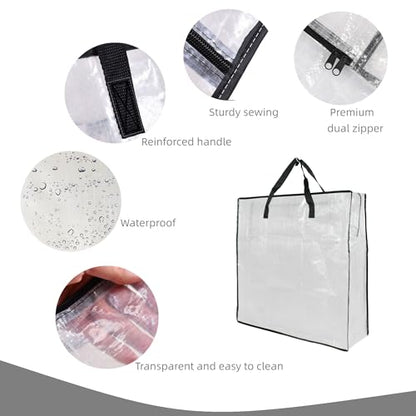 6 Pack Clear Storage Bags with Zipper and Handles, Blanket Bags For Closet Storage, Moving and Packing Supplies for College, Underbed Storage Organizer for Clothes Pillow Bedding Christmas Wreath - style: 6 Middle zipper