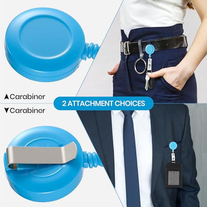 Zonon 100 Pcs Retractable Badge Reel Clip ID Card Holder,Light Blue - color: Light Blue