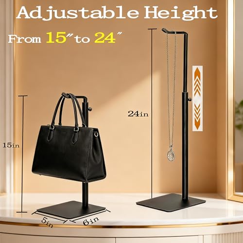 2Pack Purse Display Stand,Adjustable Purse Stands for Display Black