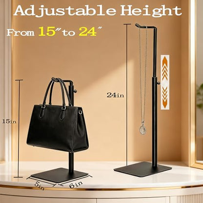 2Pack Purse Display Stand,Adjustable Purse Stands for Display Black