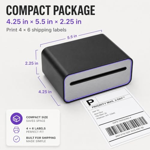 4x6 Thermal Shipping Label Printer, Bluetooth Wireless