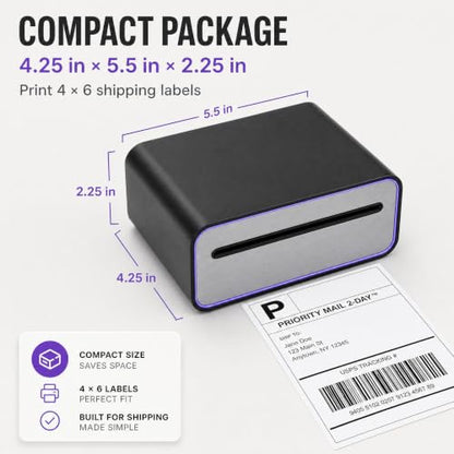 4x6 Thermal Shipping Label Printer, Bluetooth Wireless