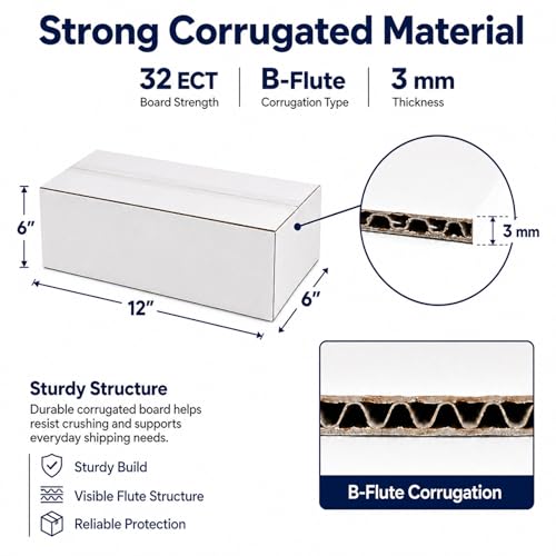 12x6x6 White Shipping Boxes, 25 Pack - size: 12x6x6 Inch
