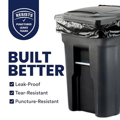 Plasticplace 95-96 Gallon Heavy Duty Trash Bags, Garbage Bags, Puncture-Resistant, Fits Rollaway Cans & Drums, Durable Large Plastic Bags (50 Count) - size: 50 Count