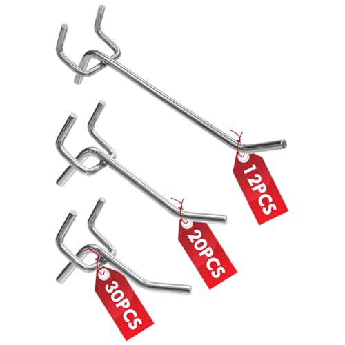 Pegboard Hooks Accessories 62pcs Metal Peg Board Tool Hangers (Silver) - color: Silver