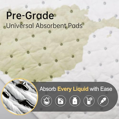 AAwipes Oil Absorbent Pads 9.8" X 13" 100 Packs Garage Accessories Oil Spill Control Oil Absorbing Sheets for Garage, Car, Truck, Motorcycle White OW1013-100 - size: 1 Count (Pack of 100)