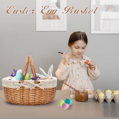 Good GAIN Wicker Picnic Basket w/Fold Handles,Willow Empty Baskets, Yellow - color: Yellow