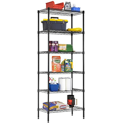 BestOffice | 6-Tier Wire Shelf | 13" x 23" x 59 | Black - color: Black, size: 13"D x 23"W x 59"H