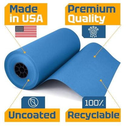USA Made 18" x 8640" (720 ft) Dark Blue Kraft Paper Roll, Large Size - color: Dark Blue, size: 1 Roll