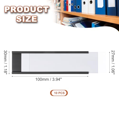 MECCANIXITY Magnetic Label Holders 3.94"x1.18" C Channel Rubber Magnetic with Clear Protectors & Paper for Metal Shelves Organize, Office File Cabinets Pack of 10 - size: 3.94"x1.18"