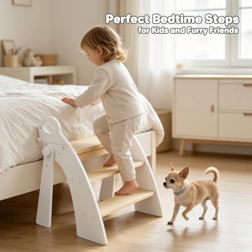Step Stool for Toddlers & Kids, Bathroom Sink, 3 Step Foldable - color: 3 Step White
