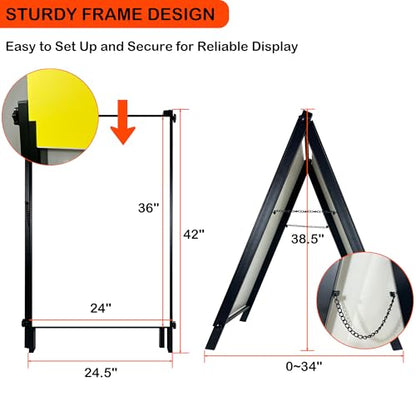 JUST 4 SIGNS Heavy Duty A-Frame Sidewalk Sign Holder for 24×36 Posters Double-Sided Pavement Sign Display – Easy Slide-In Design for Outdoor & Indoor Advertising (1)