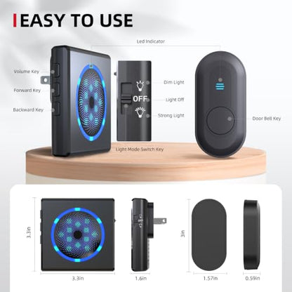 CallToU Hearing Impaired Doorbell, Loud Wireless Chime with Flashing Light - size: 2 Push Buttons + 3 Receivers