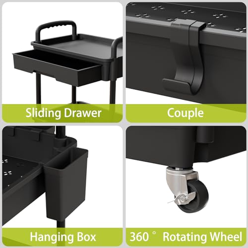 Sorgion 5 Tier Rolling Cart Organizer,Bathroom Cart Organizers with Wheels Laundry Room Organization Mobile Shelving Unit Utility Cart Storage Shelves Multi-Functional for Office, Home(Black) - size: 5Tier-Black