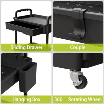 Sorgion 5 Tier Rolling Cart Organizer,Bathroom Cart Organizers with Wheels Laundry Room Organization Mobile Shelving Unit Utility Cart Storage Shelves Multi-Functional for Office, Home(Black) - size: 5Tier-Black