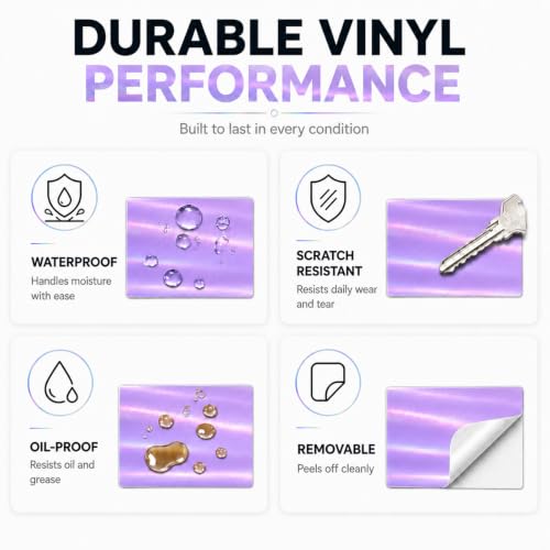 Holographic Purple Thermal Label 2 × 3 Inch Vinyl Sticker 200 PCS - color: Holographic Purple, size: 2 × 3 Inch