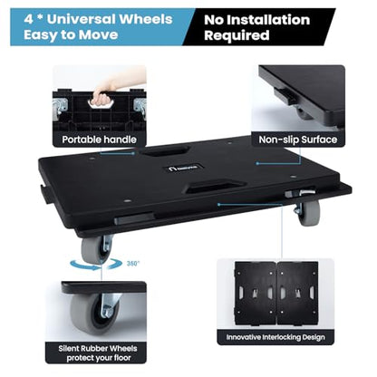 Nellyke Furniture Dolly, 4 Pack Dollies with Wheels,16'' X10'' Small Flat Dolly with 500LBS Large Capacity, Furniture Movers with Wheels Heavy Duty, Connectable and Portable, Black - color: Black, size: 4 Pack - Small